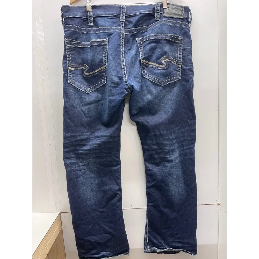 Silver Jeans Co Zac Relaxed Straight Joga Jeans Mens 38x32 Dark Wash